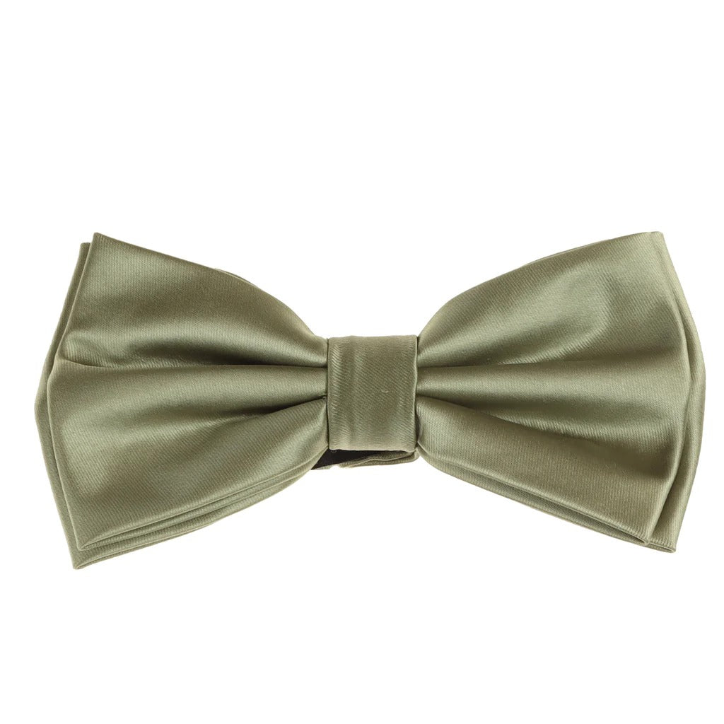 Dusty Sage Satin Finish Silk Pre-Tied Bow Tie with Matching Pocket Square