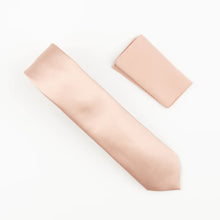 Rose Petal Satin Finish Silk Necktie with Matching Pocket Square