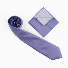 Lavender Satin Finish Silk Necktie with Matching Pocket Square