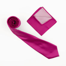 Orchid Satin Finish Silk Necktie with Matching Pocket Square