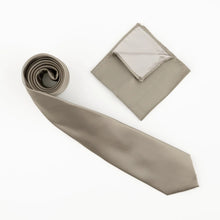 Sage-Green Satin Finish Silk Necktie with Matching Pocket Square