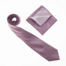 Quartz Satin Finish Silk Necktie with Matching Pocket Square
