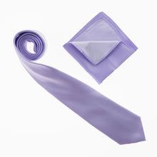 Iris Satin Finish Silk Necktie with Matching Pocket Square