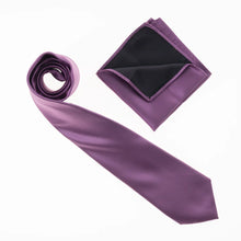Wisteria Satin Finish Silk Necktie with Matching Pocket Square