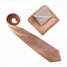 Sand Satin Finish Silk Necktie with Matching Pocket Square