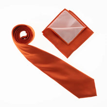 Sienna Satin Finish Silk Necktie with Matching Pocket Square