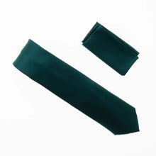 Gem Green Satin Finish Silk Necktie with Matching Pocket Square