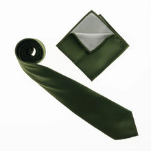 Martini Olive Satin Finish Silk Necktie with Matching Pocket Square