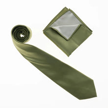 Eucalyptus Satin Finish Silk Necktie with Matching Pocket Square