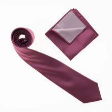 Chianti Satin Finish Silk Necktie with Matching Pocket Square