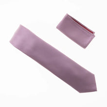Lavender Haze Satin Finish Silk Necktie with Matching Pocket Square