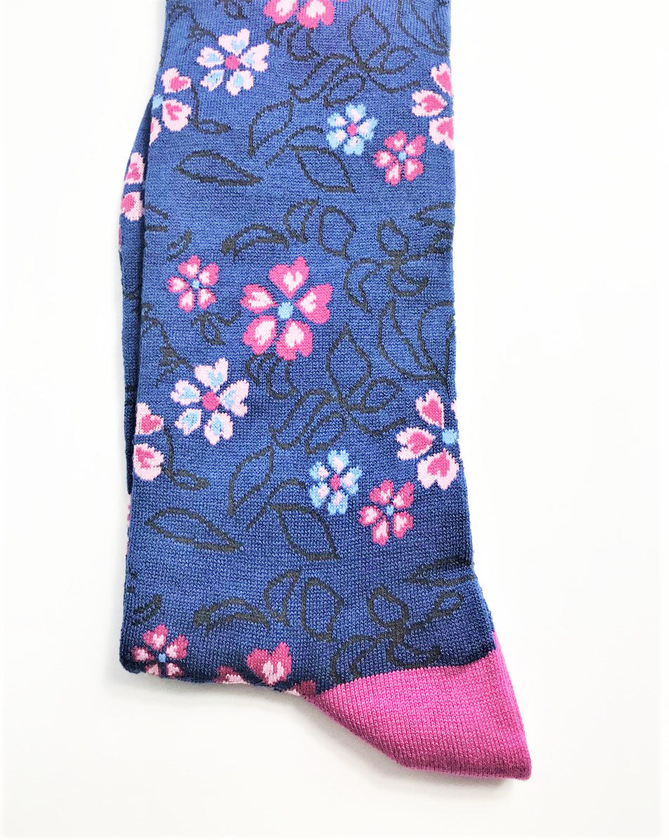 Blue Floral Pattern Fancy Socks