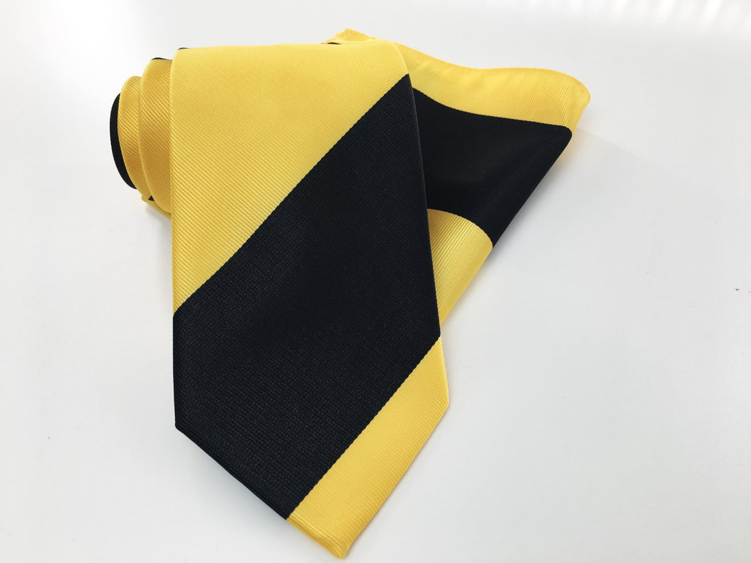 BG Black and gold wide knot necktie set