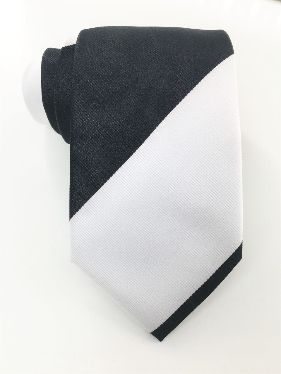 BW Black and white wide knot necktie set