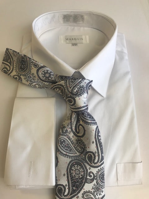 Gray Large Knot Paisley Pattern Necktie Set