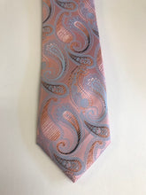 Large knot Pink, and baby blue paisley Necktie Set