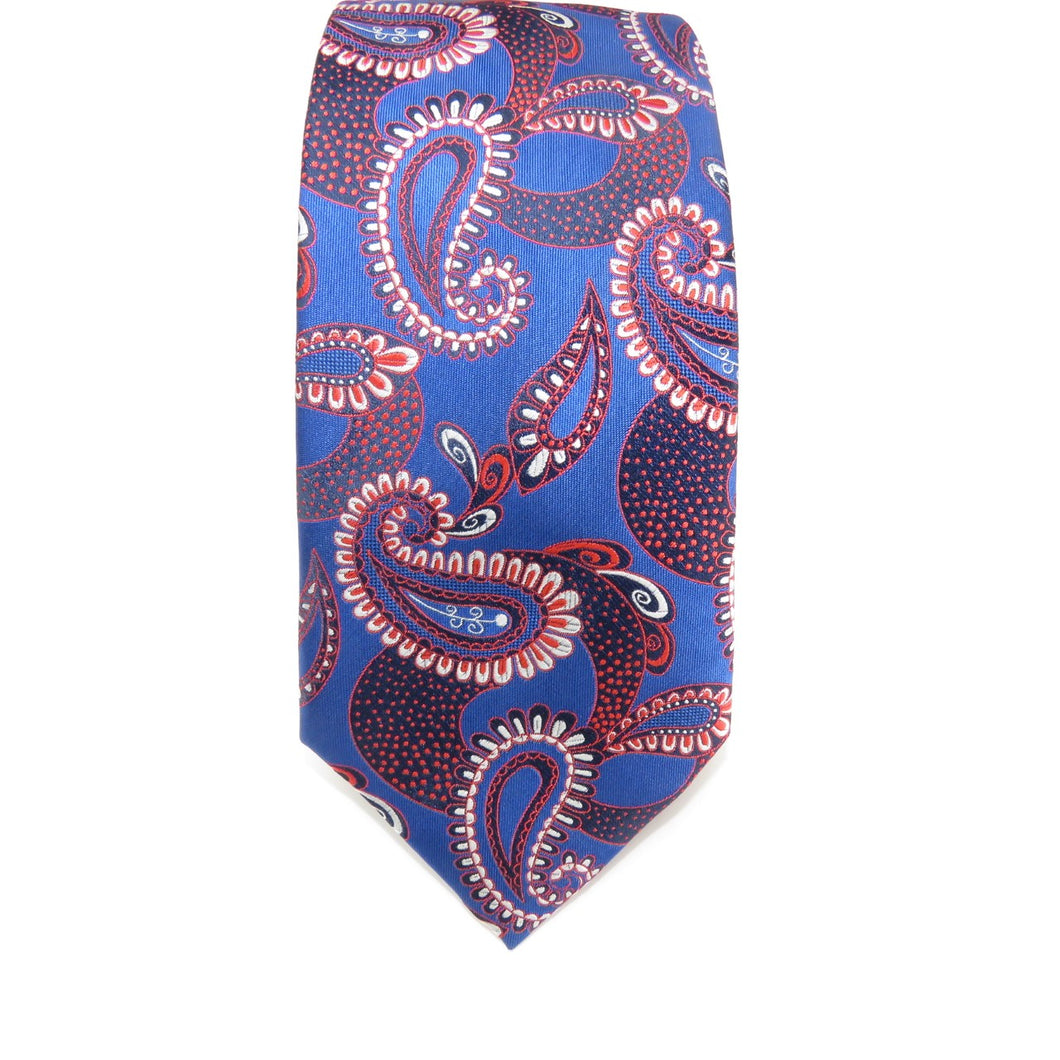 Royal Blue Necktie with Maroon Paisley Pattern