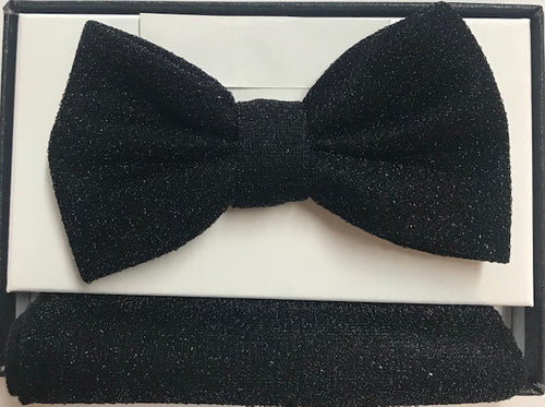 Black Glitter Bowtie & Pocket square