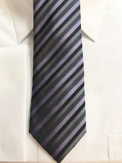 Purple & Black stripe skinny necktie set