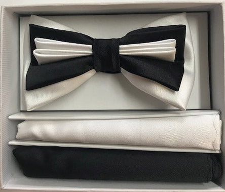 Double Pattern White & Black bowtie set