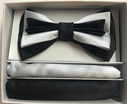 Double Pattern Silver & Black bowtie set