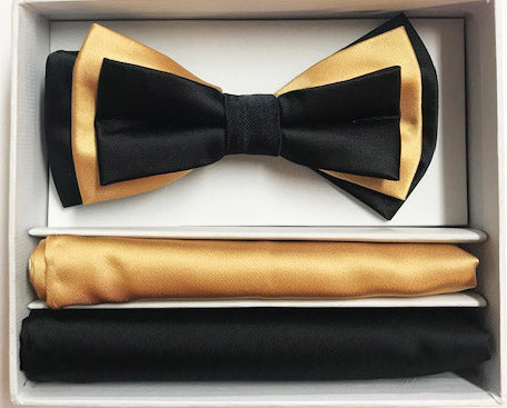 Double Pattern Black & Gold bowtie set