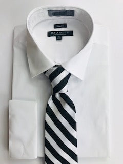 Classic black and white stripes tie set