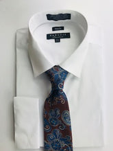 Dark blue and brown paisley necktie set