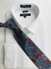 Dark blue and brown paisley necktie set