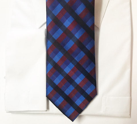 Blue, Red, and Black Check Necktie Set