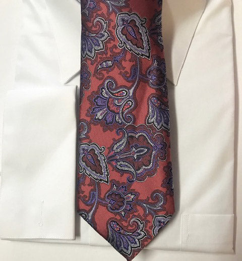 Wine and blue Paisley pattern necktie set