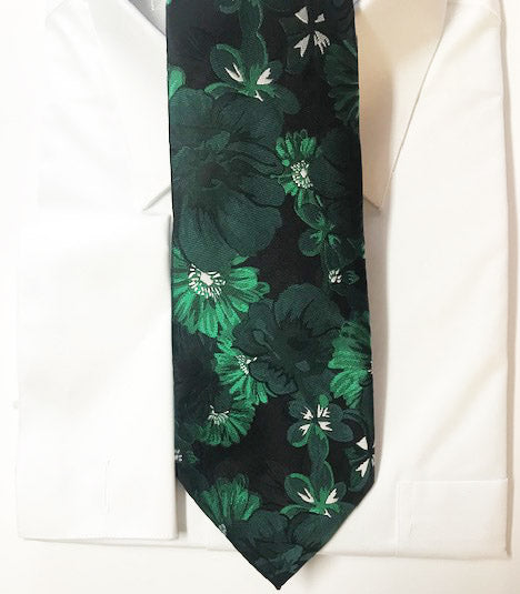Green and black floral necktie set