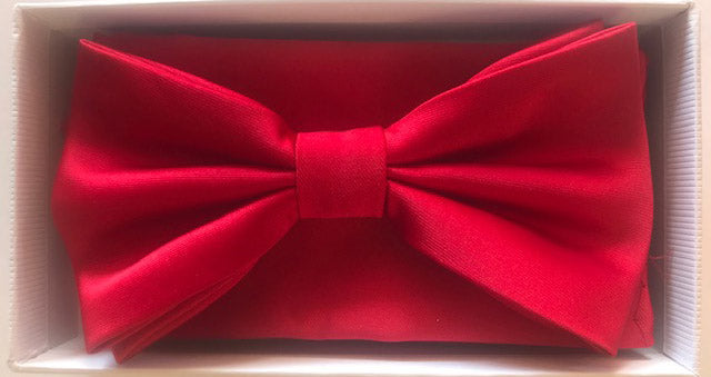 Solid Red Bow tie w/ matching hanky