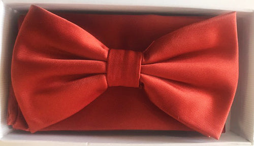 Dark Orange Solid Bow tie W/ hanky