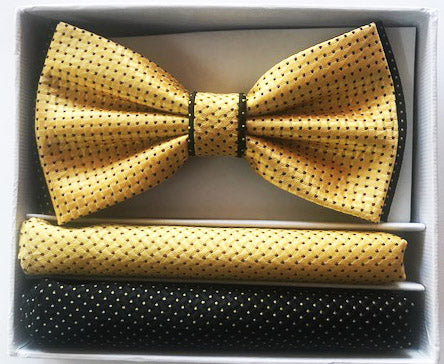 Gold and Black Double Bow tie set