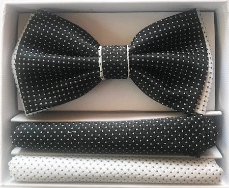Black and White Double Bow Tie Set