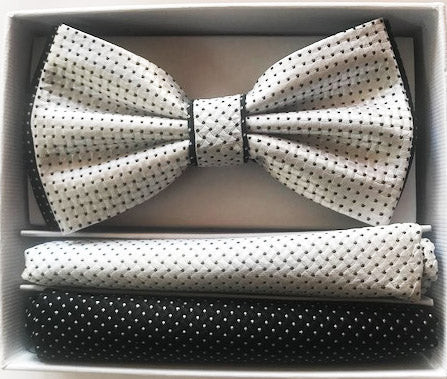 White and Black Double bow tie set