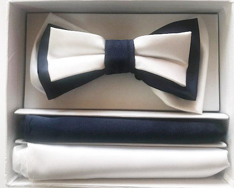 Navy and white Triple Bow Tie Set
