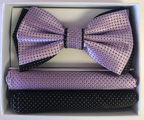 Light Purple and Black Double bowtie set