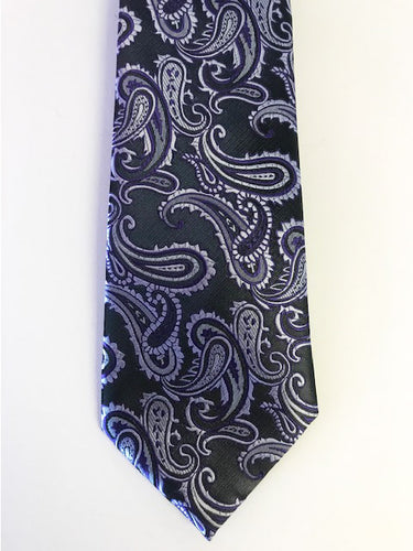 Dark Purple Paisley Necktie Set
