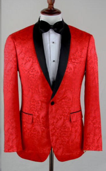 Red Paisley Shawl Collar Jacket with Bow tie
