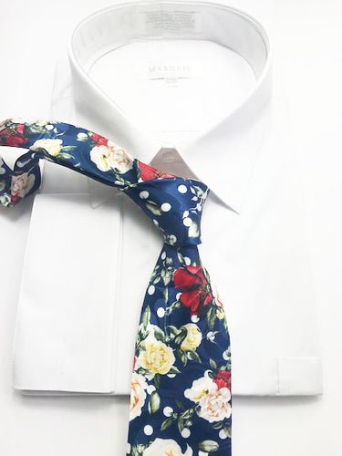 Flower pattern necktie (Blue)