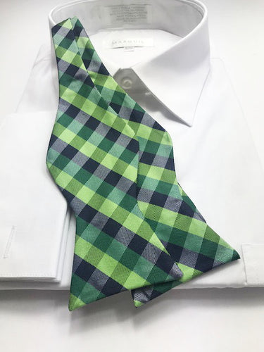 Green checkered pattern bow tie set