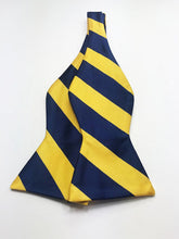 Blue Yellow gold stripe bow tie set