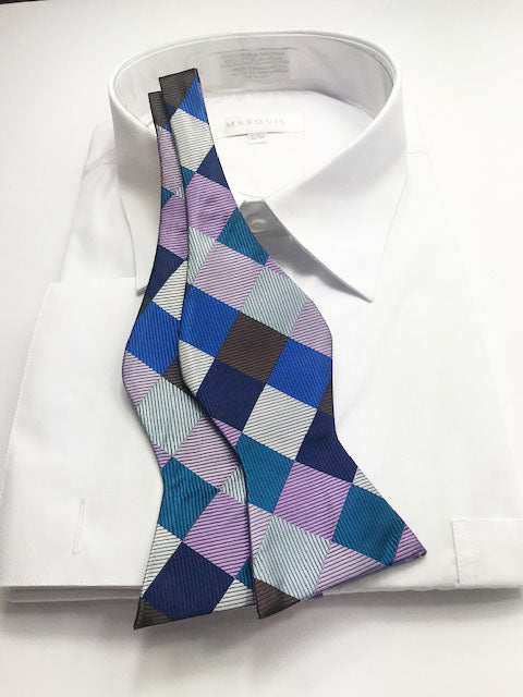 Multi Colored Square Self Tie  Bow tie Set