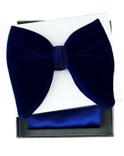 Large Tear Drop Velvet Bow tie Set (Royal Blue)