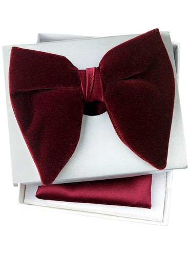 Tear Drop Velvet Bow tie set (Wine)