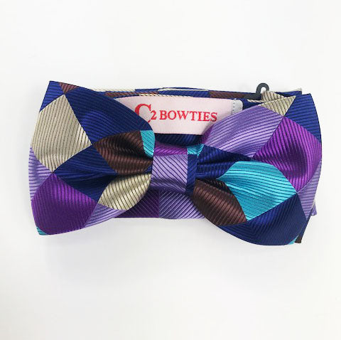 Multi Colored Square Pre Tied  Bow tie Set