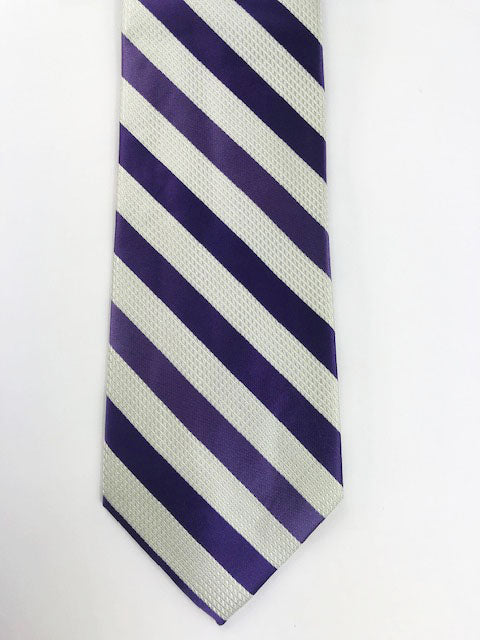 Purple & off White Designer necktie Set