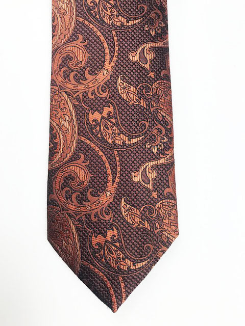 Brown & Copper Paisley Designer Necktie Set